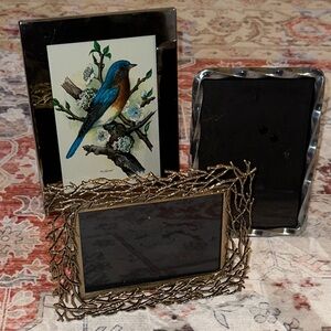 Lot of 3 Metallic silver / Gold tone Twig, swirl Tabletop Picture Frames